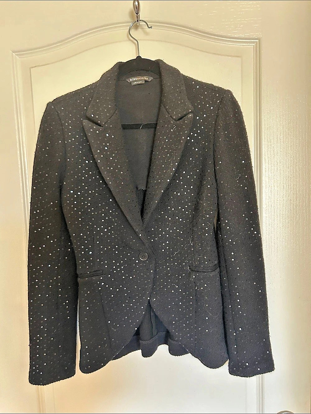 BCBGMAXAZRIA Sequin Mix Blazer Black